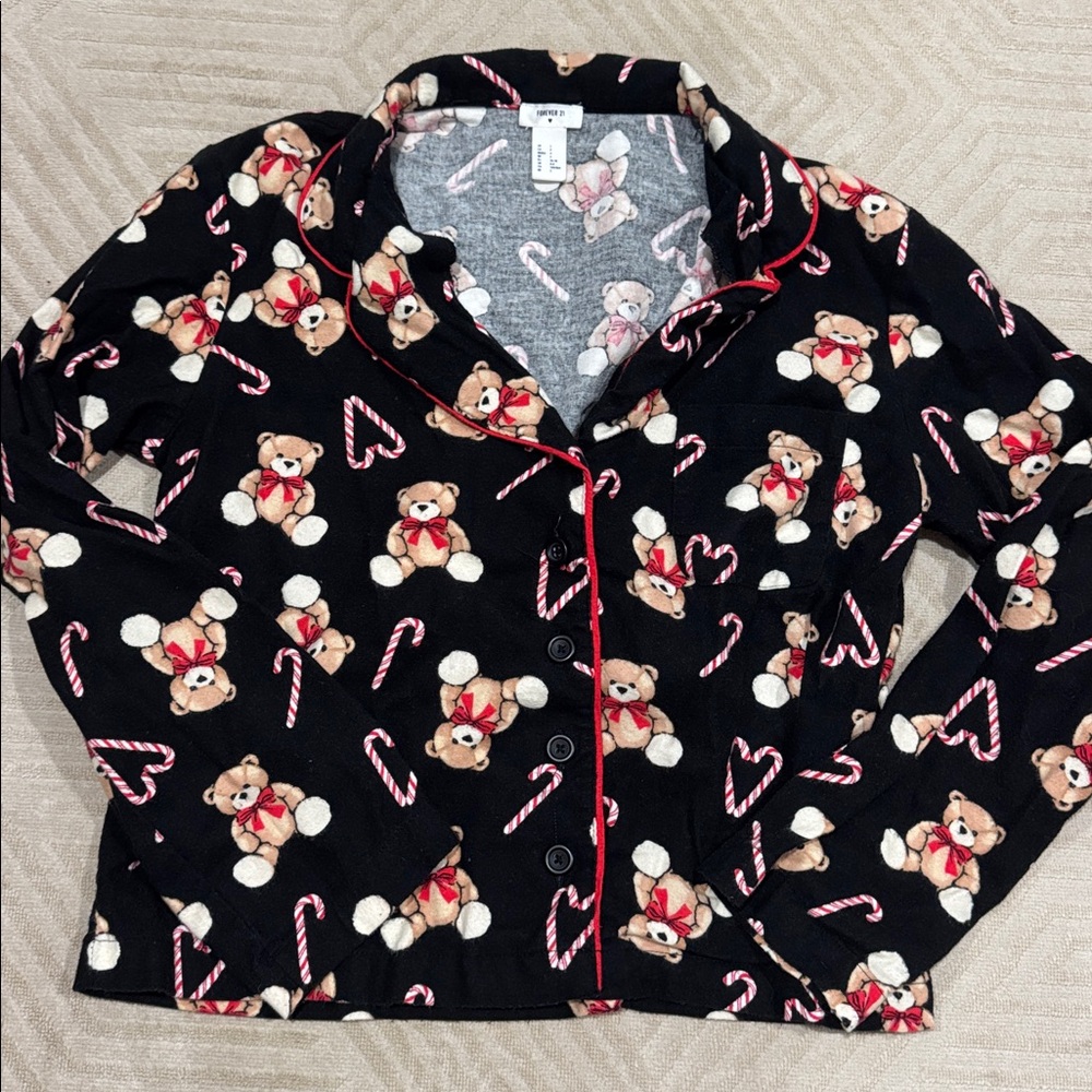 forever 21 christmas Black Pajamas with Teddy Bear Print
work once size s - Picture 3 of 4